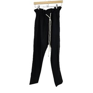 Bassike Drop Crotch Pants Black Slouch Jersey Drawstring Skinny Paperbag Size 0